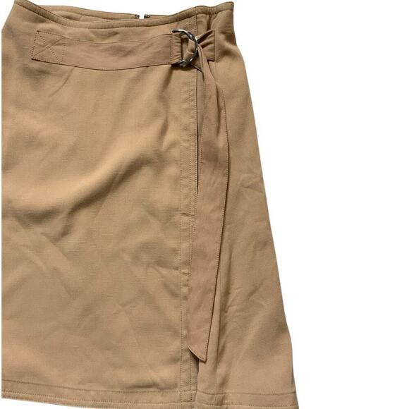 Ann Taylor Khaki Wrap Skirt Womens 8 Buckle Minimalist A-Line Casual Workwear - Picture 3 of 8
